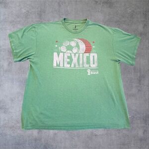 FIFA World Cup Brasil 2014 Mexico Soccer T-Shirt Mens XL Green Heathered Tee